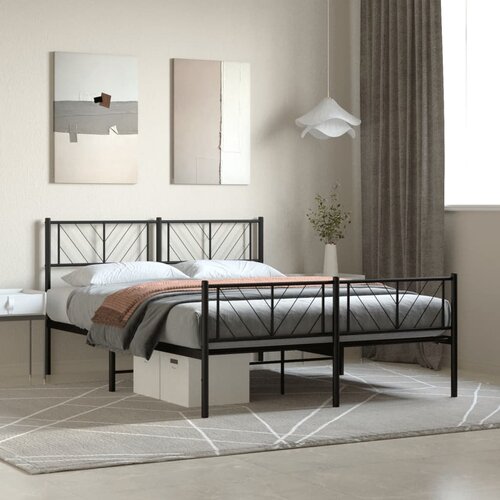  Metalni okvir kreveta uzglavlje i podnožje crni 140x190 cm Cene