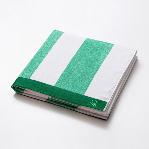 Benetton Brisača plažna Terry 90x160 cm, zeleno-bela, BE-0201-KZ Slike