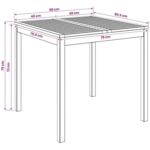  Stol za večeru u vrtu Prirodna 80 x 80 5 x 75 cm - Prirodna 80 x 80 5 x 75 cm Cijene