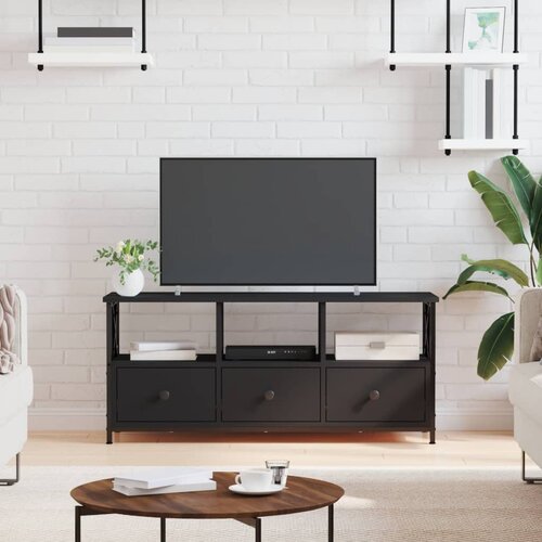 The Living Store TV omarica črna 102x33x45 cm inženirski les in železo - TV Omarica, (21376197) Slike