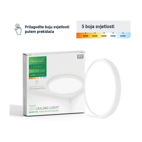 Greentech led plafonjera 24w 3000k-3500k-4000k-5000k-6500k fi40cm 5cct bela ( NX-24W-WH ) Cene