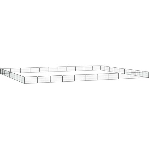  Pasja ograda s 40 paneli črna 100x50 cm pra&scaron;no barvano jeklo - - črna - 66 - 1100 x 900 x 50 cm - Cene