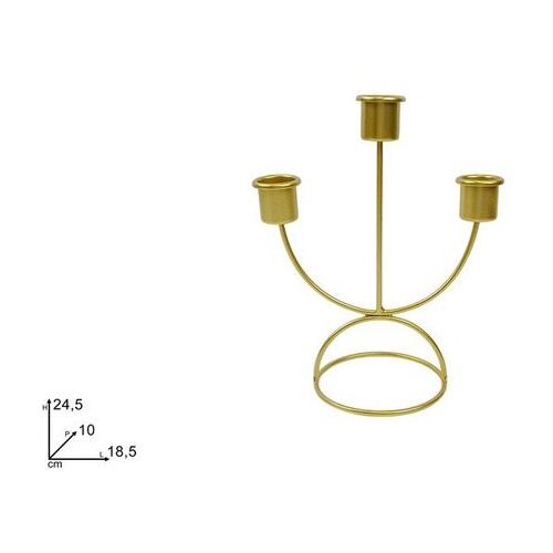  SVJEĆNJAK 24,5 X 18,5 CM ZA 3 SVIJEĆE ZLATNI METALNI Cijene