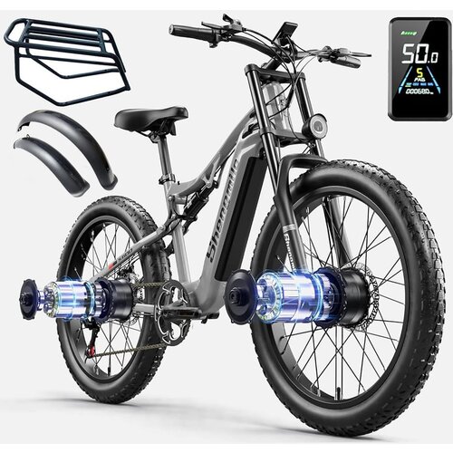 Shengmilo električno kolo S600 2*1000 w fat bike zmogljivo električno gorsko kolo 48V17.5AH samsung odstranljiva litijeva baterija 26" e-bike mtb pedal assist za odrasle mestno električno ko, (21362443) Cene