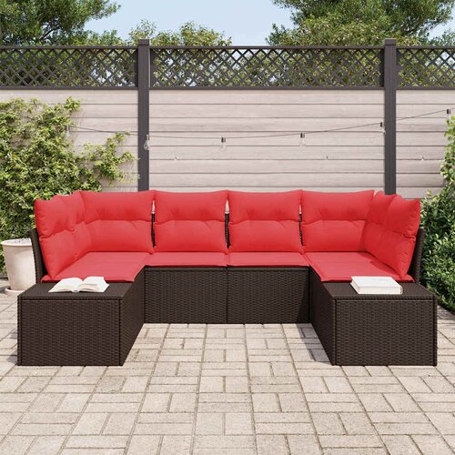  Sjedeća garnitura za vrt 6 kom. Smeđa poliratan 234 x 154 x 69 cm Slike