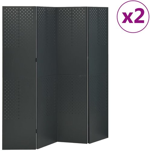  Sobne pregrade s 4 panela 2 kom antracit 160 x 180 cm čelične Slike