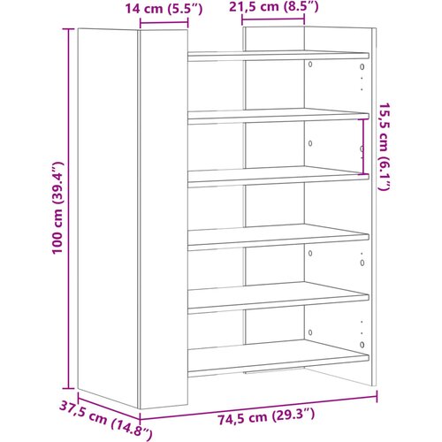  za cipele boja hrasta 74,5x37,5x100cm konstruirano drvo Slike
