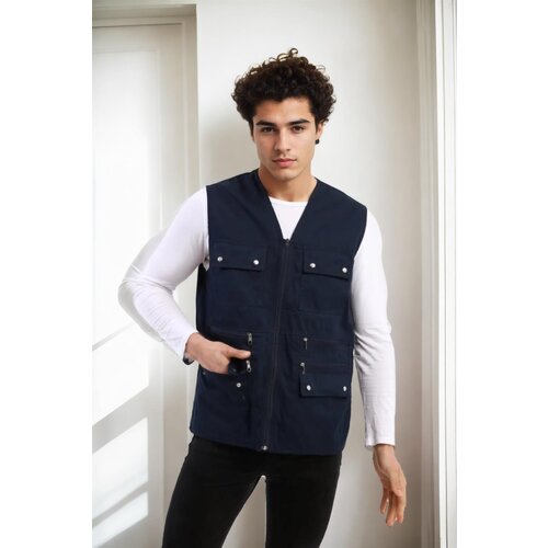 Dewberry 94105 Multi-Pocket Mens Vest-NAVY Cene
