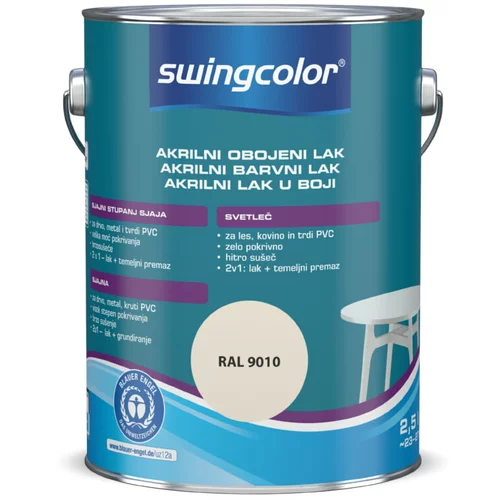 SWINGCOLOR Akrilni barvni lak Swingcolor (bele barve, sijaj, 2,5 l)