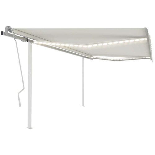 vidaXL Ročno zložljiva tenda z LED lučkami 4,5x3,5 m krem Cene