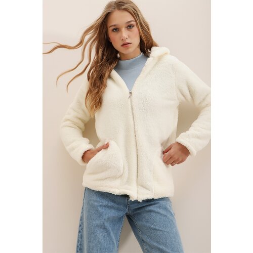 Trend Alaçatı Stili Sweatshirt - Ecru - Oversize Slike
