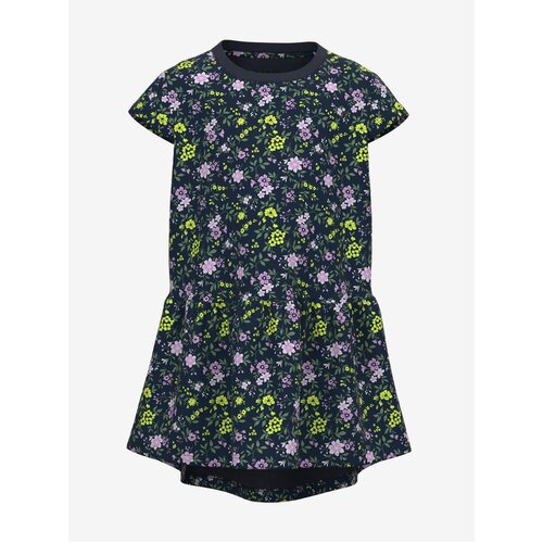 name it Dark Blue Girl Floral Dress Vigga - Girls Cene