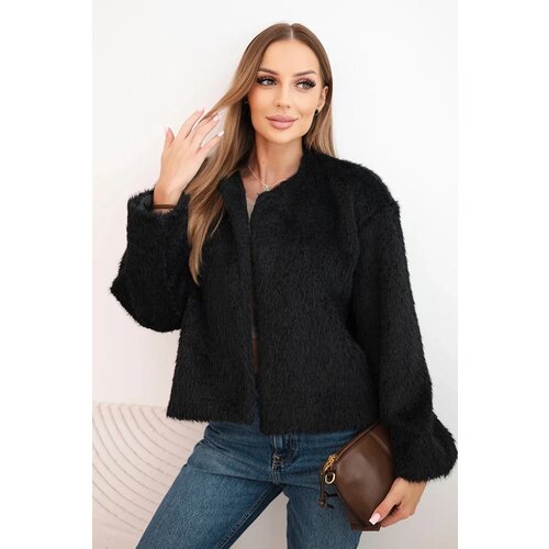 Kesi Włoski Women&amp;#039;s fur jacket without fastening black Slike