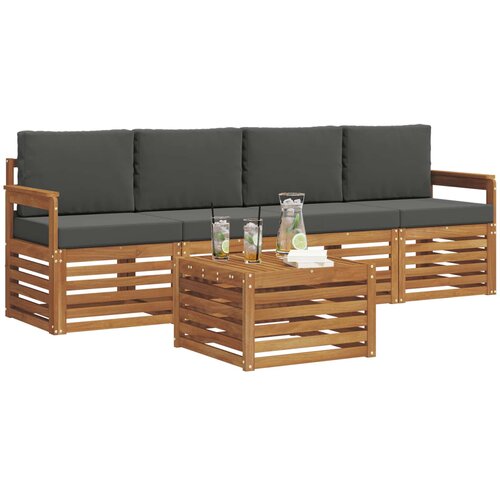  Set vanjskih sofa 5 kom. Prirodna i antracit 59 x 59 x 37 cm Slike