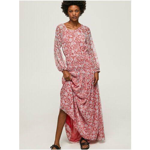 Pepe Jeans White and Red Women Patterned Maxi-dress - Women Slike