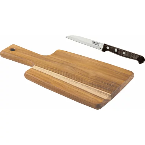 Tramontina Darilni set: deska za rezanje iz tikovine z univerzalnim kuhinjskim nožem