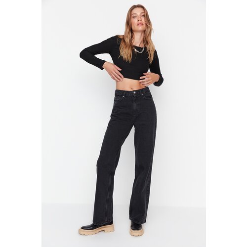 Trendyol Black High Waist 90&amp;#039;s Wide Leg Jeans Slike