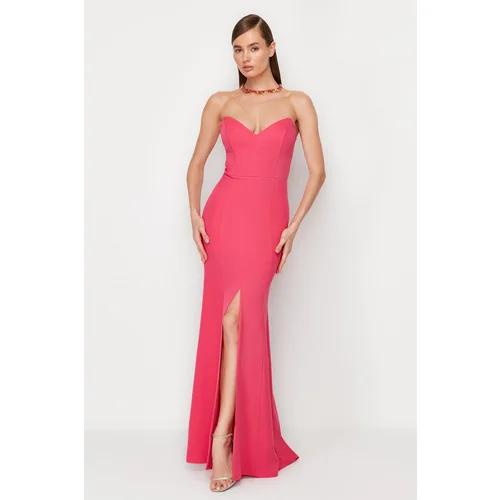 Trendyol Fuchsia Elegant Fitted Evening Dress