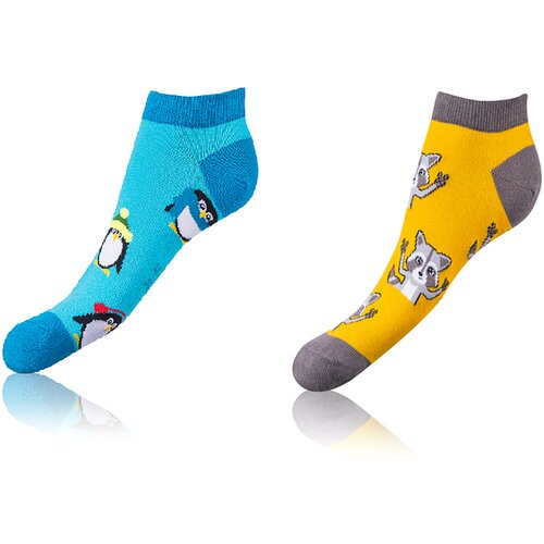 Bellinda CRAZY IN-SHOE SOCKS 2x - Dedoles Short Socks 2 Pairs - Yellow - Blue - White Slike