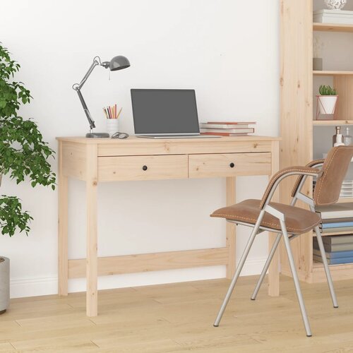 VidaXL Pisalna miza s predali 100x50x78 cm trdna borovina Slike