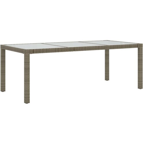 vidaXL Vrtna miza siva 190x90x75 cm kaljeno steklo in poli ratan, (20624878) Cene