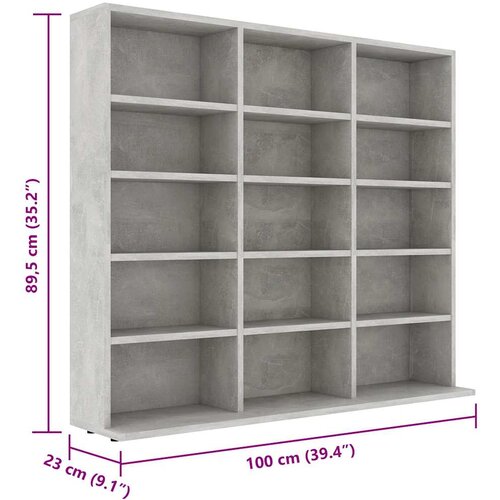  za CD-ove boja betona 100x23x89,5 cm konstruirano drvo Slike