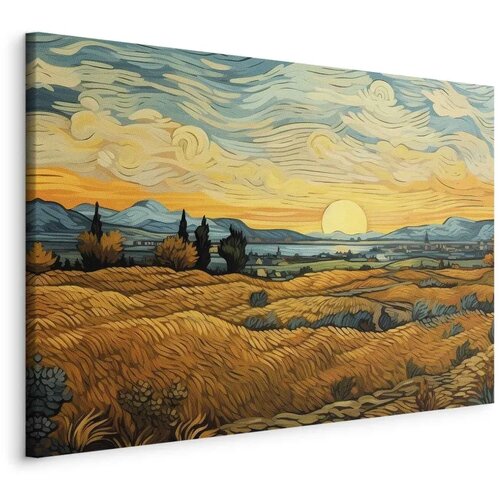  XXL slika - Impressionistic fields - painted golden landscape with fields of grain 180x120 Cijene