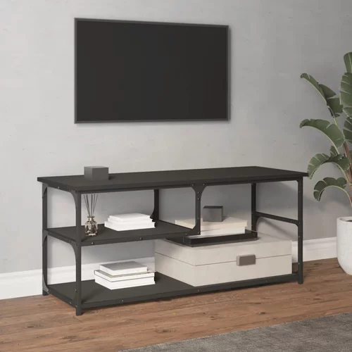 TV ormarić crni 103x38x46,5 cm od konstruiranog drva i čelika