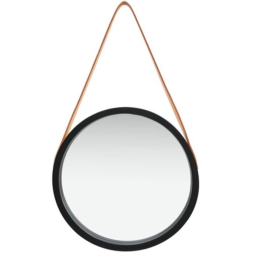  Zidno ogledalo s trakom 40 cm crno Slike