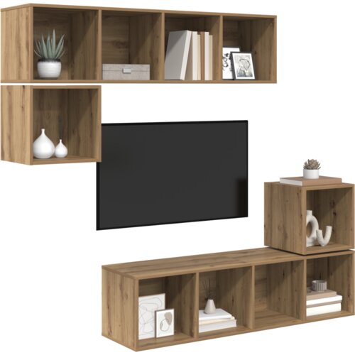 VidaXL Set TV komoda s pohranom 4 pcs hrast artisan 37 x 37 x 142.5 cm Slike