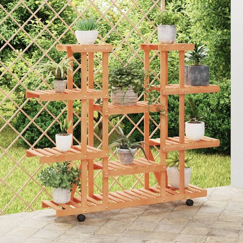 vidaXL Stojalo za rastline s kolesi 110x25x115 cm trden les jelke Cene