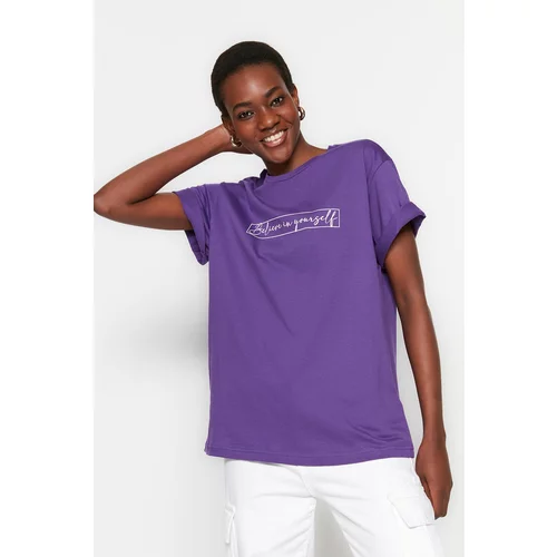 Trendyol T-Shirt - Purple - Relaxed