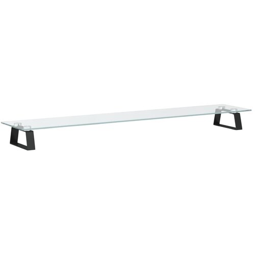  Stalak za monitor crni 100x20x8 cm kaljeno staklo i metal Slike