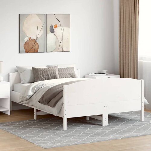 Furnova Posteljni okvir brez vzmetnice bel 160x200 cm trdna borovina, (21935200) Slike