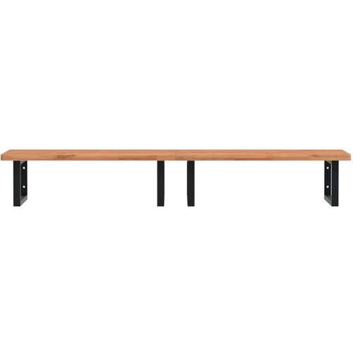  Zidna polica za umivaonik od čelika i masivne bukovine Smeđa 150 x 55 x 2.5 cm Slike