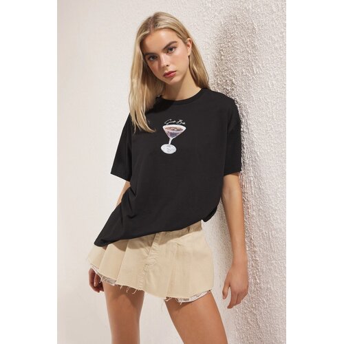 TRENDYOLMILLA Ženska majica TWOSS25TS00202, Crna Cene