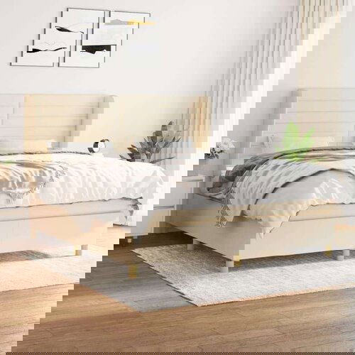  Box spring postelja z vzmetnico krem 180x200 cm blago Cene