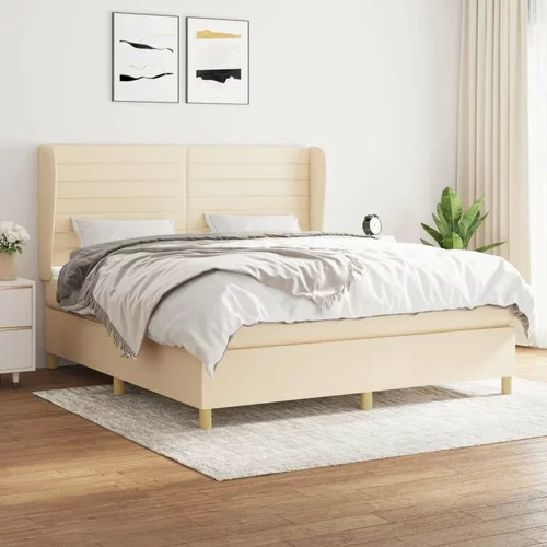  Krevet s oprugama i madracem krem 180x200 cm od tkanine