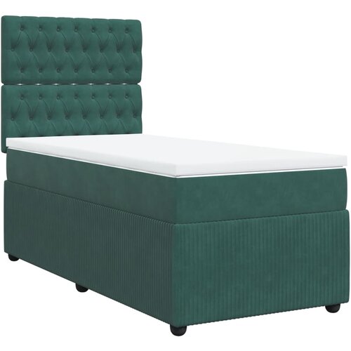 vidaXL Box spring krevet s madracem tamnozeleni 90x200 cm baršunasti Cene