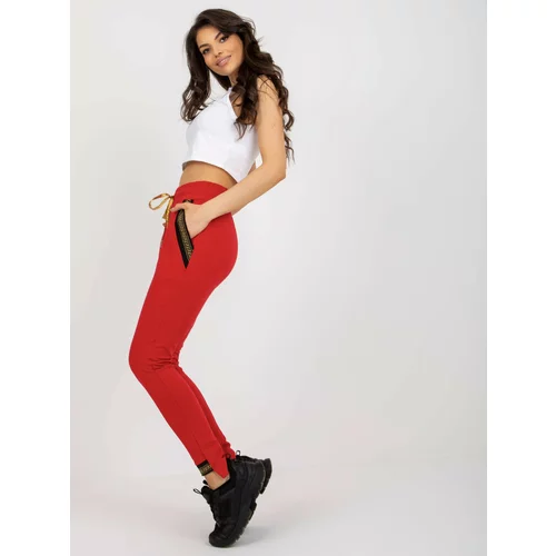 Fashion Hunters Red women's sweatpants with pockets