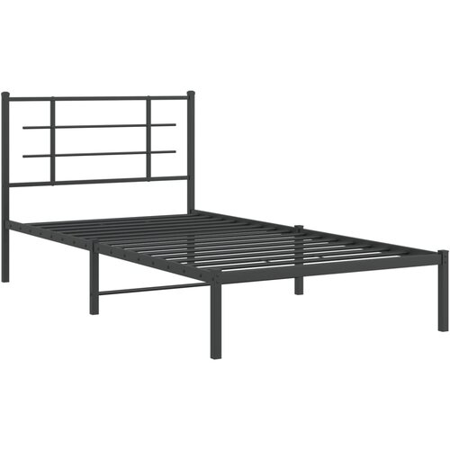 VidaXL Kovinski posteljni okvir z vzglavjem črn 107x203 cm, (21007331) Slike
