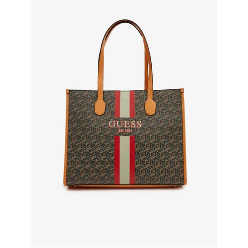 Guess Brown Ladies Patterned Handbag Silvana - Ladies