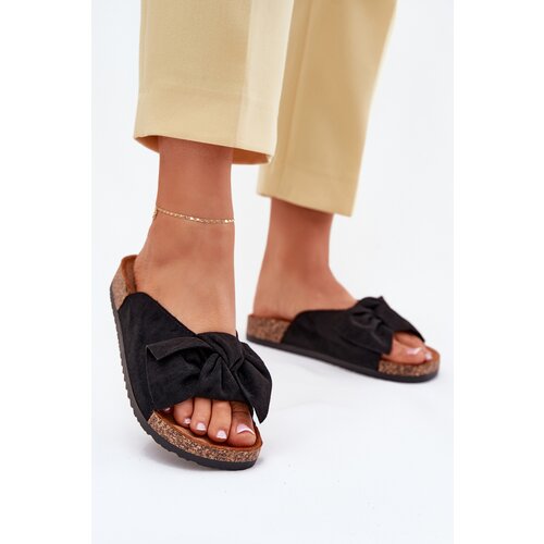Boto Women's Cork Sole Sandals With Bow Black Seressa Cene