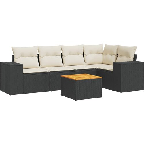  6-dijelni set vrtnih sofa s jastucima crni od poliratana Crna 234 x 124 x 69 cm Slike
