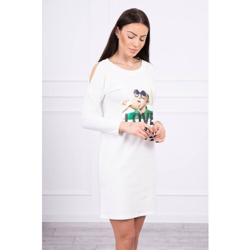 Kesi Ecru dress with love print Slike