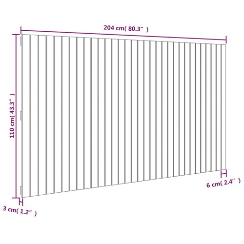  Zidno uzglavlje 204x3x110 cm od masivne borovine Slike