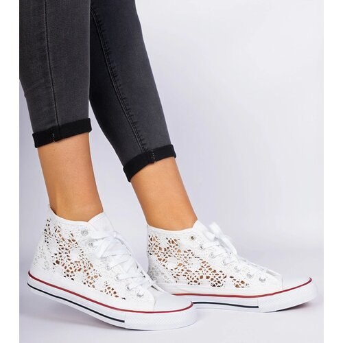 Gemre White women&amp;#039;s lace sneakers Lesli Slike