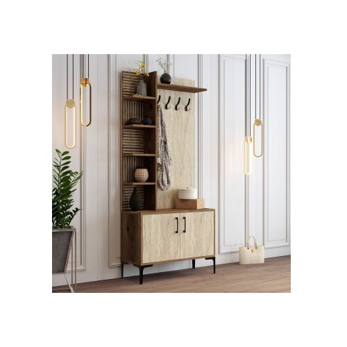Hanah home Set za ulazni hodnik Vienna D, 90x35x200 cm, Orah Slike