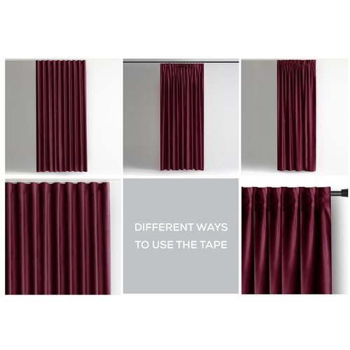 Restilo Bordo rdeča žametna zavesa za delno zatemnitev 140x270 cm Pleat &amp;ndash; Slike