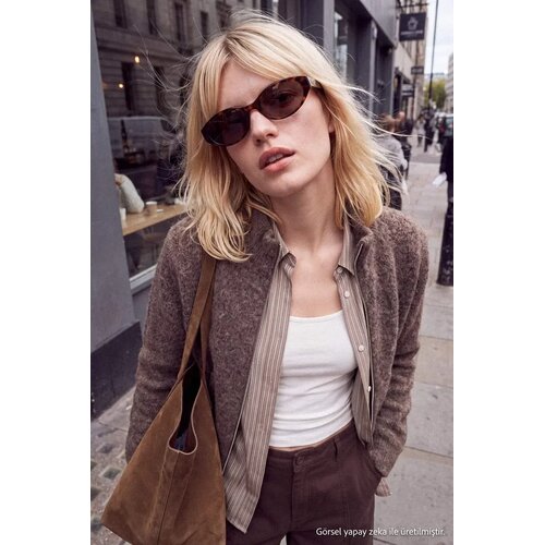TRENDYOLMILLA Trendyol ženska jakna Alpaca Wool Coat-Looking Knitwear Cardigan Twoaw27Hi00013, mink Cene